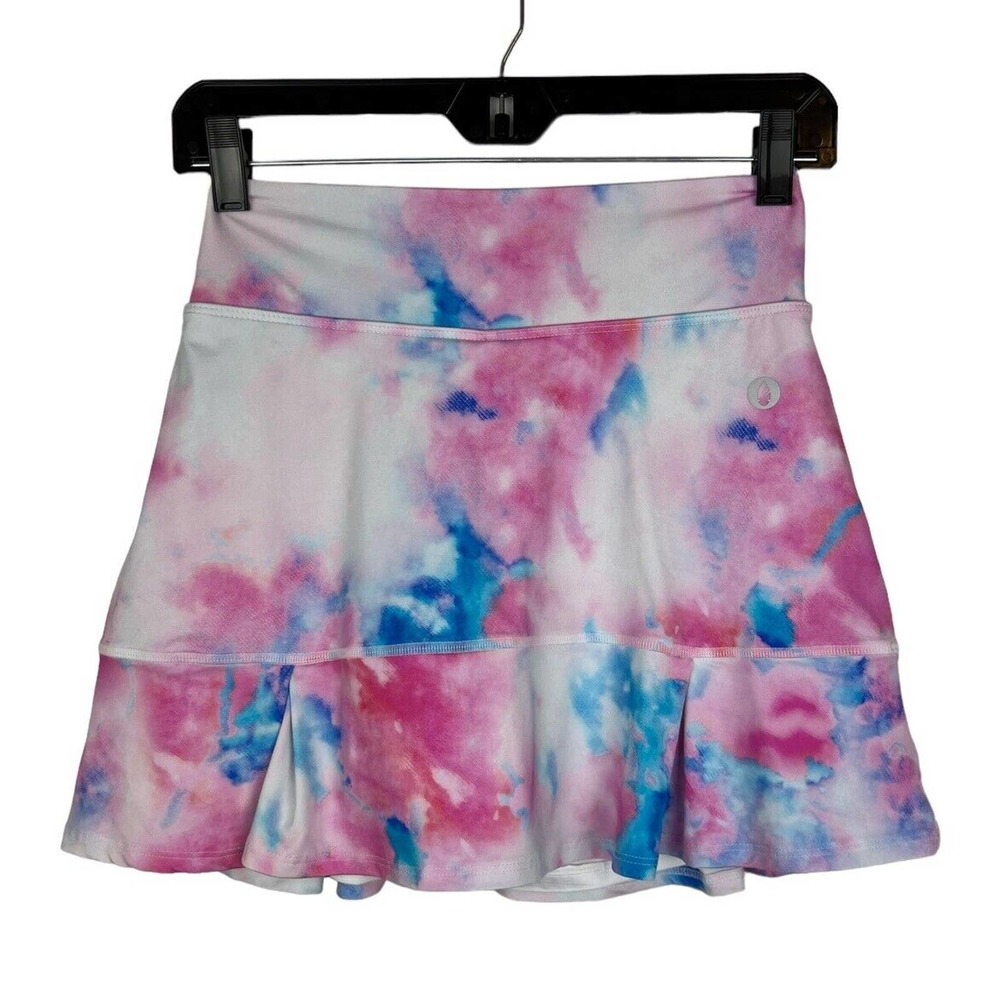 Dona Jo Hipster Jojo 2.0 Skort 1 Small Pleat Skirt White Pink Watercolor Print